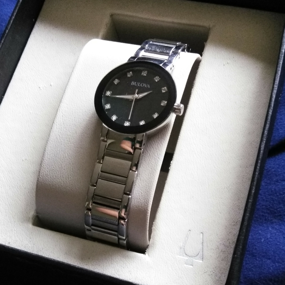 New bulova futuro black MOP ladies watch